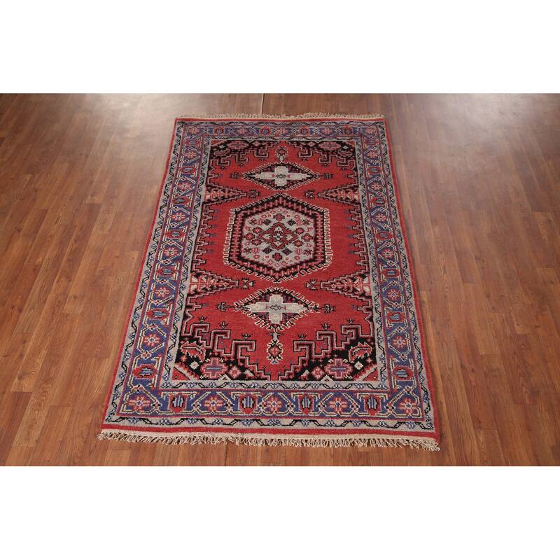 Viss Indian Area Rug Handmade Wool Carpet - 4'0"x 6'0"