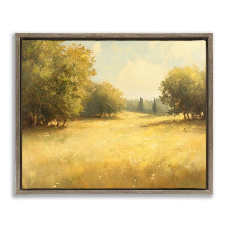 Stupell Calming Countryside Nature Framed Floater Canvas Wall Art Design By Petal Prints Design - 21 x 17 - Brown