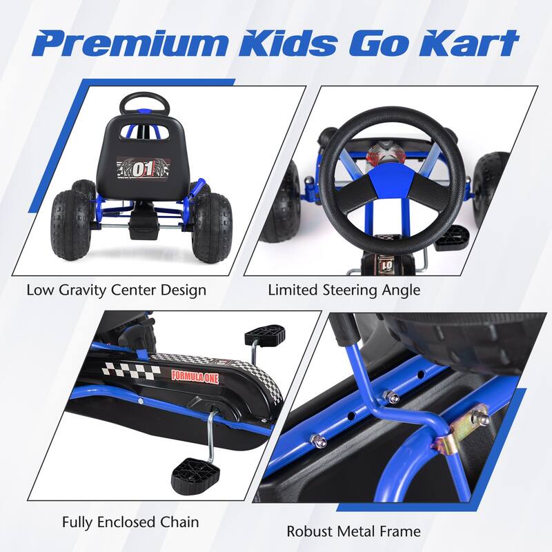 Gymax Kids 4-Wheel Pedal Go Kart w/Clutch & Hand Brake Multi-Terrain