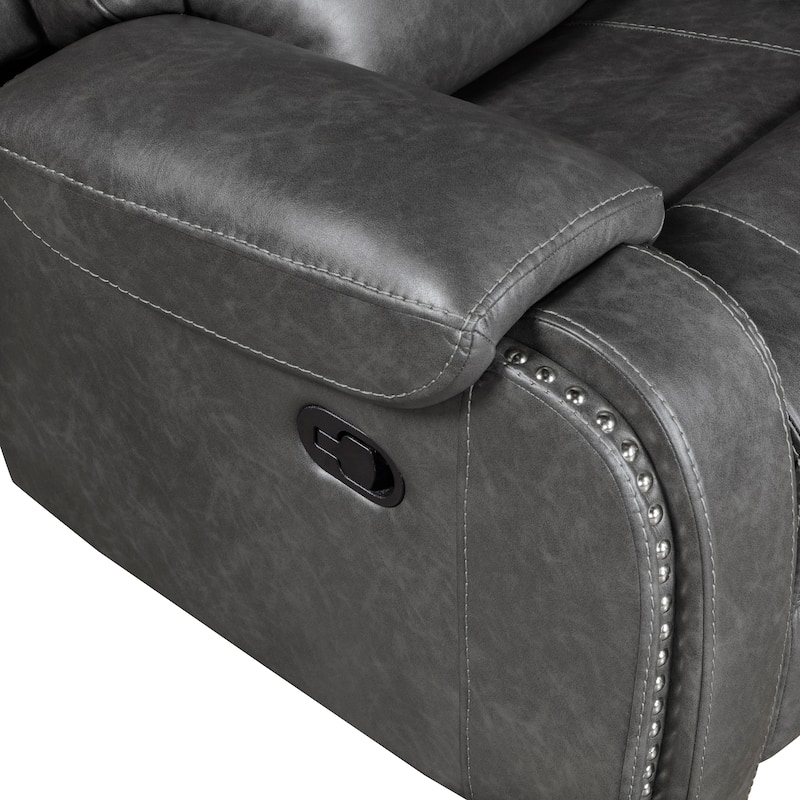 Ashton 40.5" Faux Leather Swivel Glider Recliner - 360-Degree Swivel