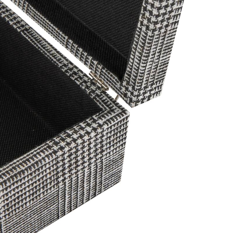 Black Fabric Handmade Storage Decorative Box with Silver Latches (Set of 4)