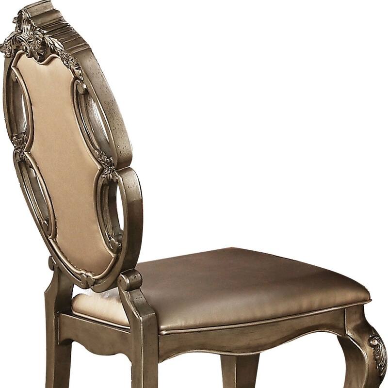 HomeRoots Set of Two Tufted Oak Upholstered Faux Leather And Solid Wood Dining Side Chairs - 22.00 in. x 43.00 in. x 26.00 in.