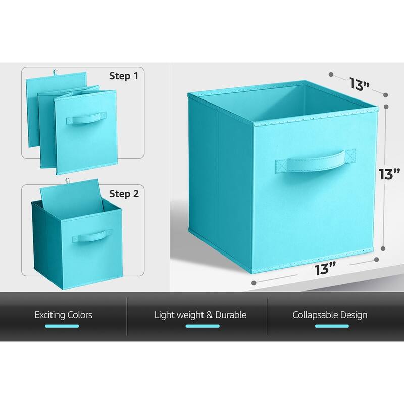 Sorbus Fabric Storage Bins 13" Foldable Cubes With Handles For Pantry, Cubbies, Toy And Closet Shelving Organization - 6Pk