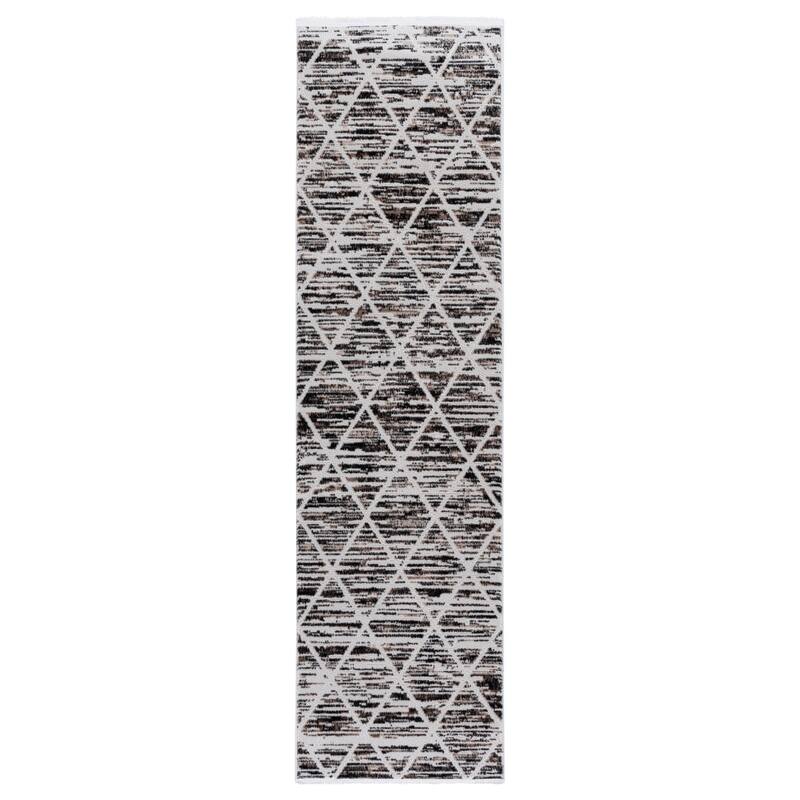 SAFAVIEH Mila Margurite Modern & Contemporary Rug - 2'2" x 8' Runner - Ivory/Black