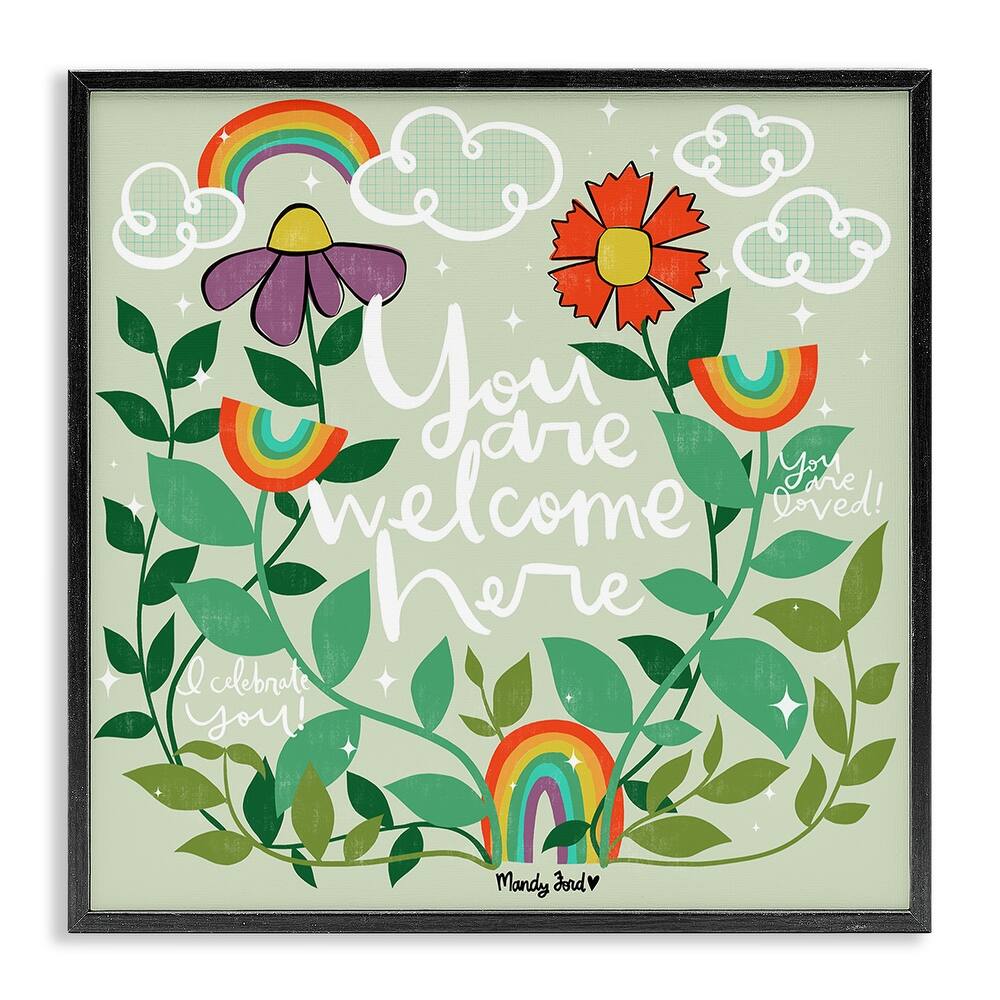 Stupell Comforting Welcome Here Phrases Framed Giclee Art Design By Mandy Ford Art + Illustration