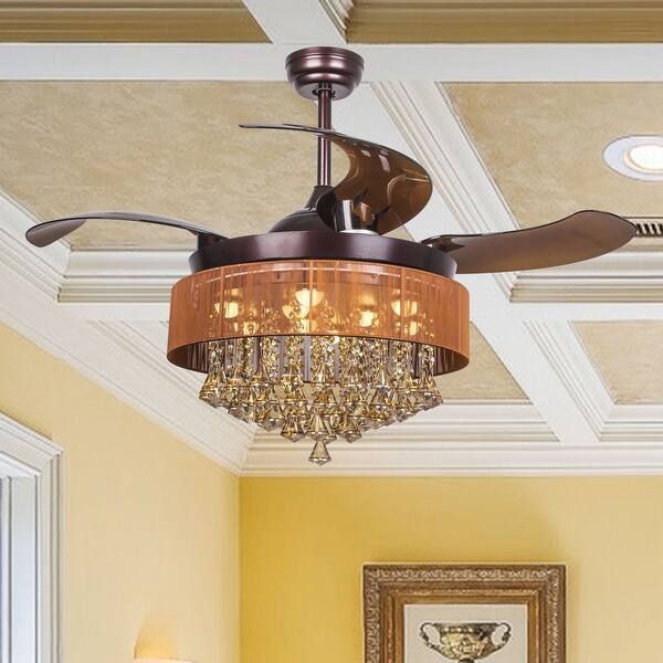 Shop Foldable 4 Blades 46 Inch Led Crystal Ceiling Fan With Remote
