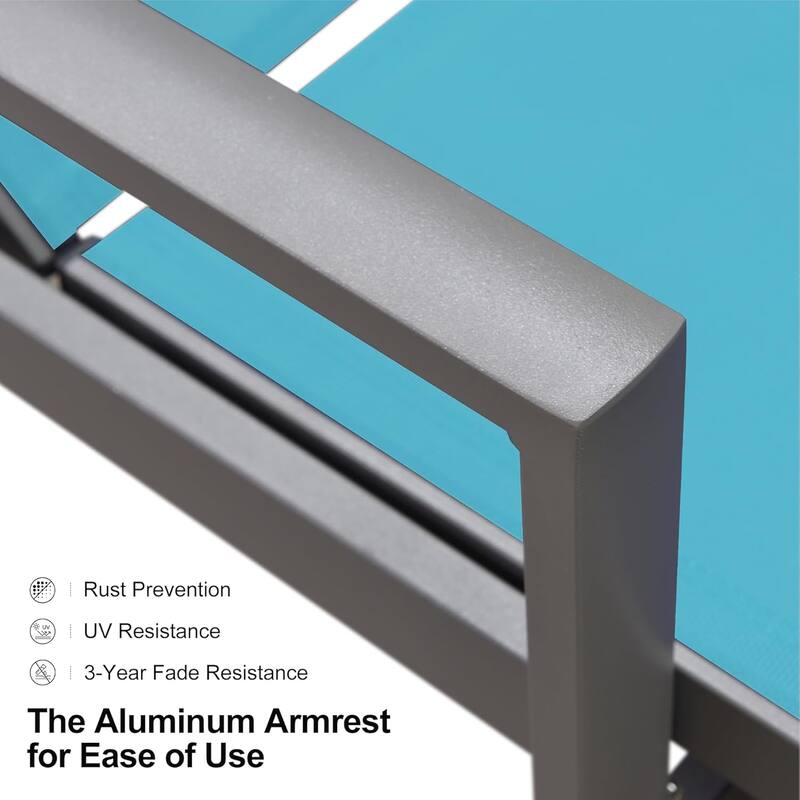 PURPLE LEAF Adjustable Patio Chaise Lounge Set 2 Pieces Lounge Chairs with Wheels and Side Table