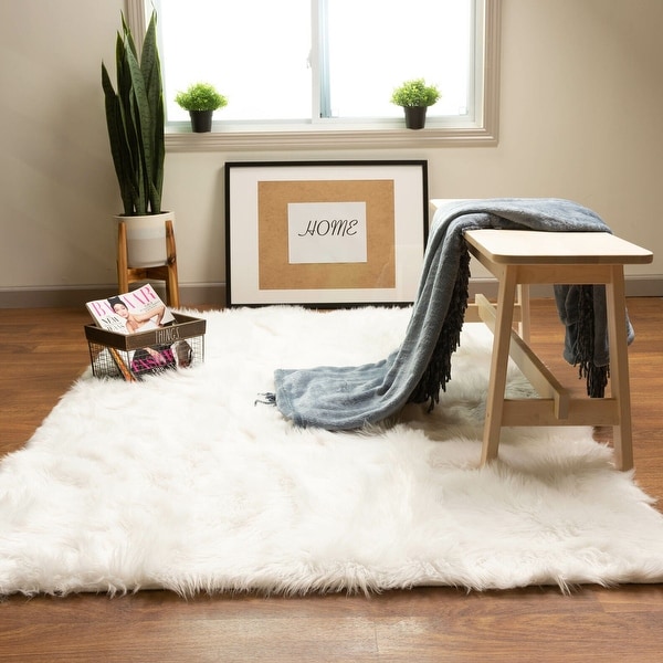 Faux Fur Shag Rug White - 6' x 9'. Opens flyout.
