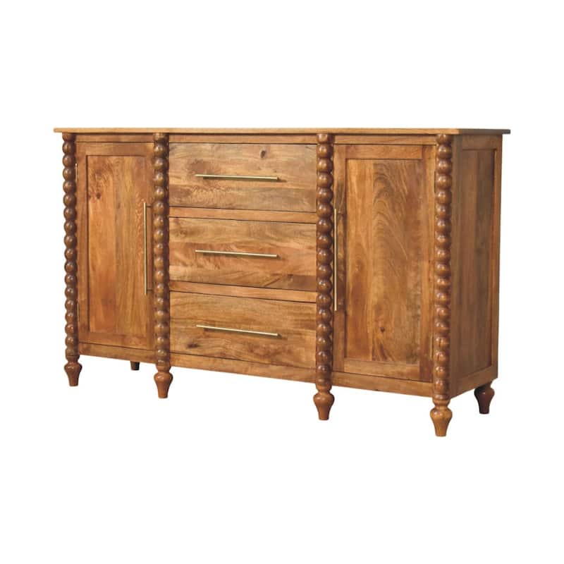 Artisan Furniture Solid Wood Spindle Sideboard 3 Drawers & 2 Doors - N/A