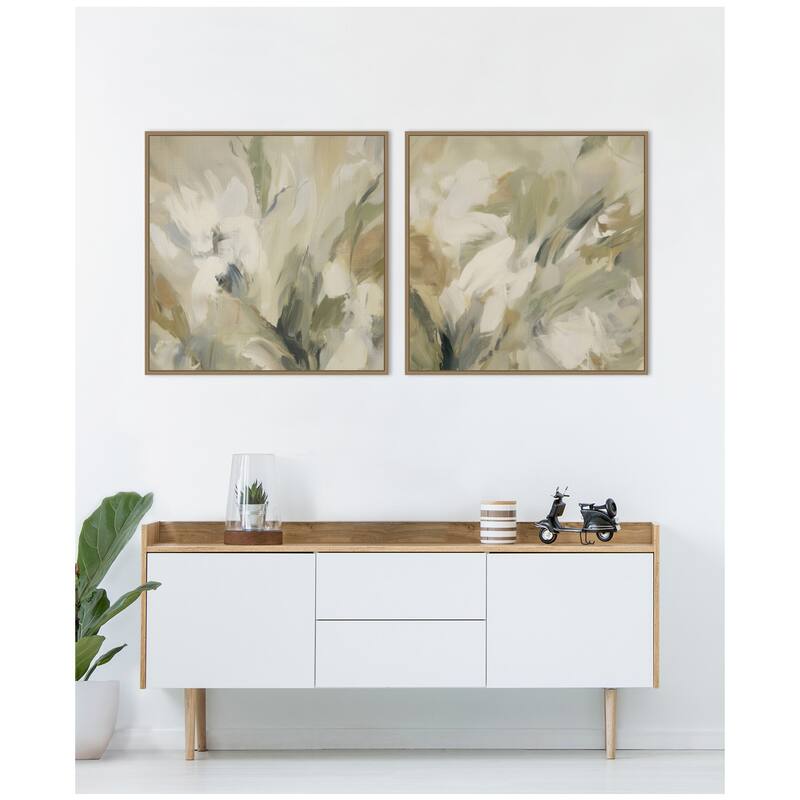Kate and Laurel Olive Bloom No. 3 & No. 2 2 Piece Framed Canvas Wall Art Set by Amy Lighthall