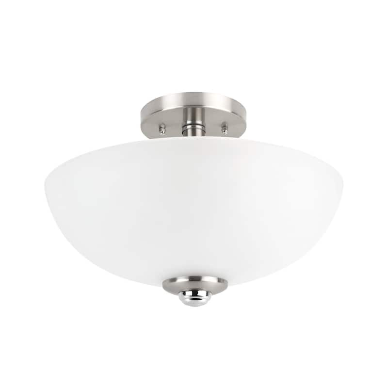 Bellevue GECF38049 Regularis 2 Light 13" Wide Semi-Flush Bowl Ceiling - Brushed Nickel / Chrome