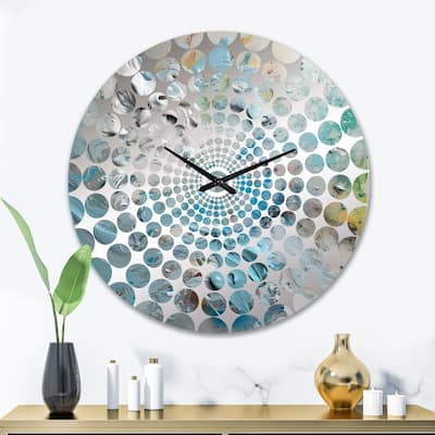 Designart "Summer Memories Abstract In White And Blue III" Abstract Painting Clocks Modern Wall Clocks For Hallway Décor