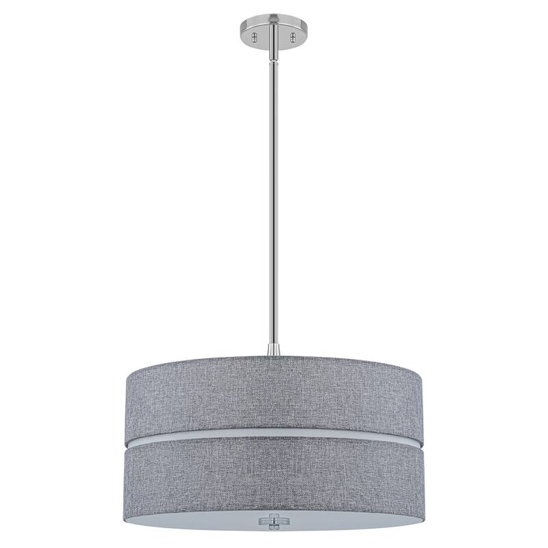 3-Light Chrome Drum Convertible Pendant or Flush Mount Light Fixture - Dia.19.69-in