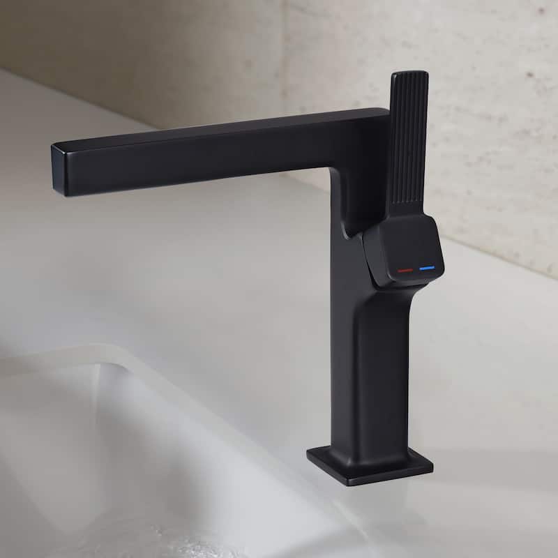 8.46"H Solid Brass Waterfall Single Handle Single Hole Bathroom Sink Faucet