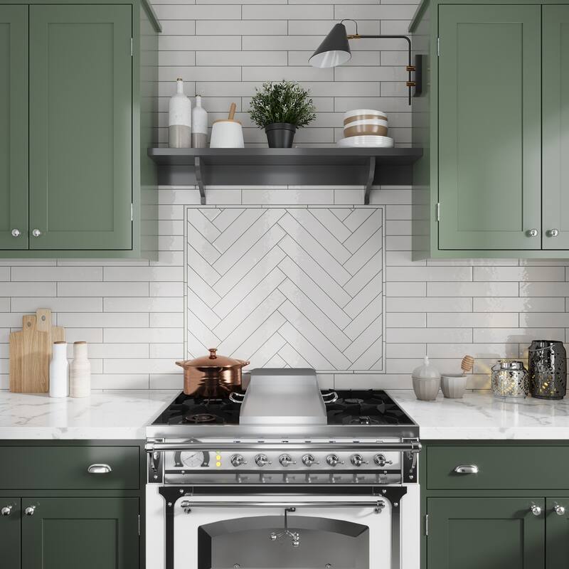 Apollo tile 2.6" x 16" Silken Glossy Ivory White Ceramic Tile (10.76 sq ft/case) - 38 Pack