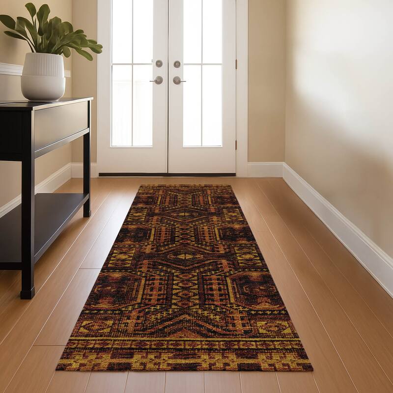 Premium Washable Super Soft Traditional Global Mayfield Rug - Paprika - 2'3" x 7'6"