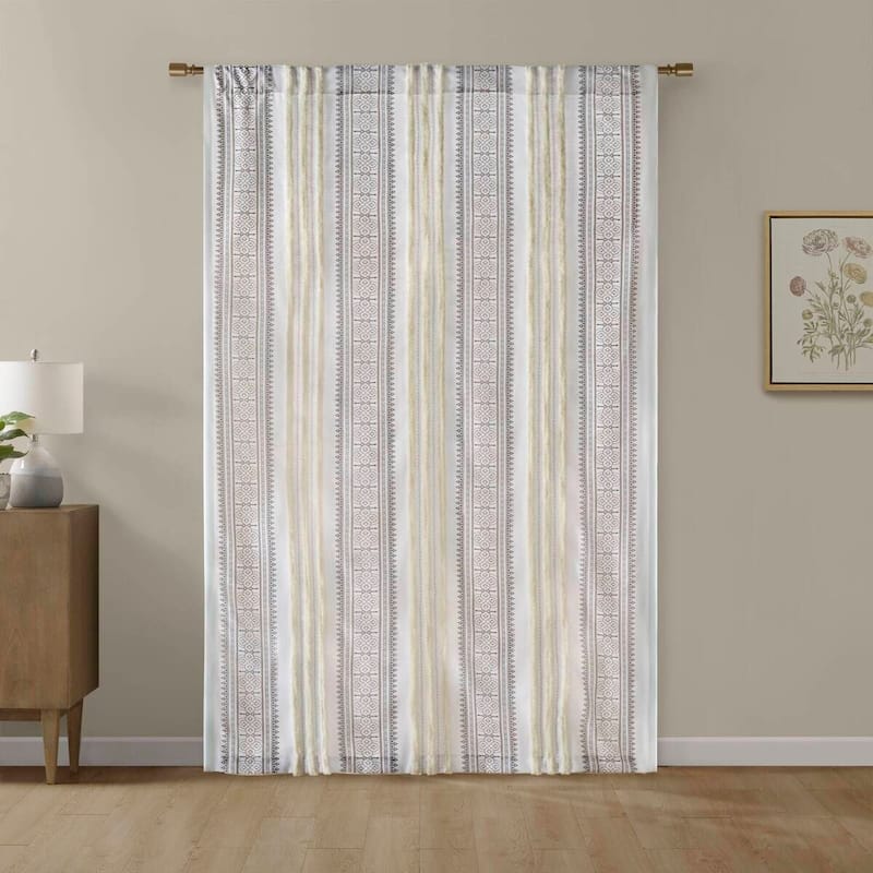 Poly Printed Curtain Panel with Tufted Stripe