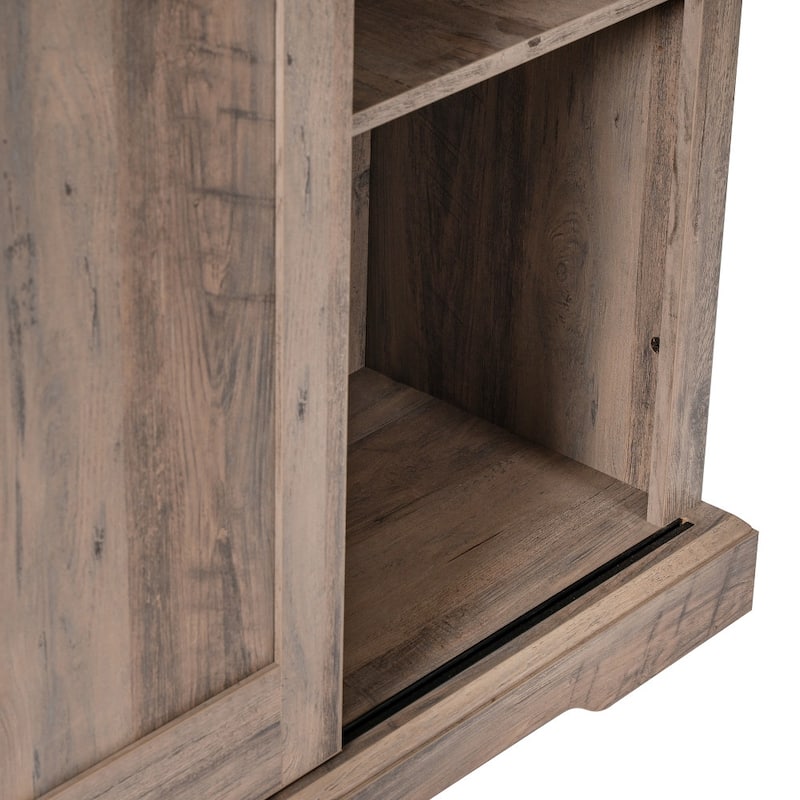 Farmhouse Storage Cabinet with Adjustable Shelves and Sliding Barn Door - 16.75"D x 36.25"W x 68"H