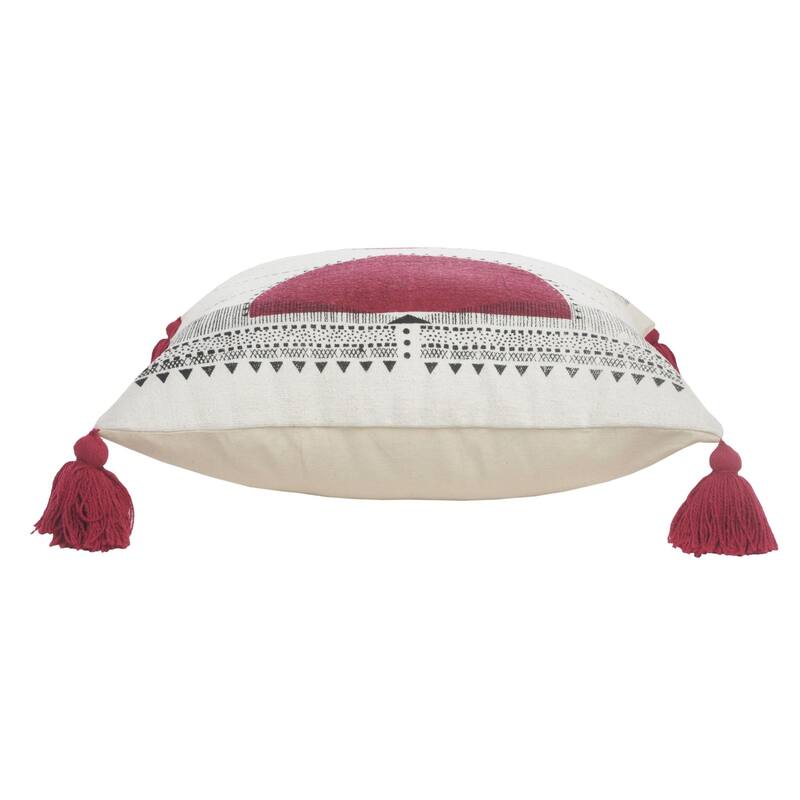 20" Red and White Reflective Sun Geometric Square Throw Pillow