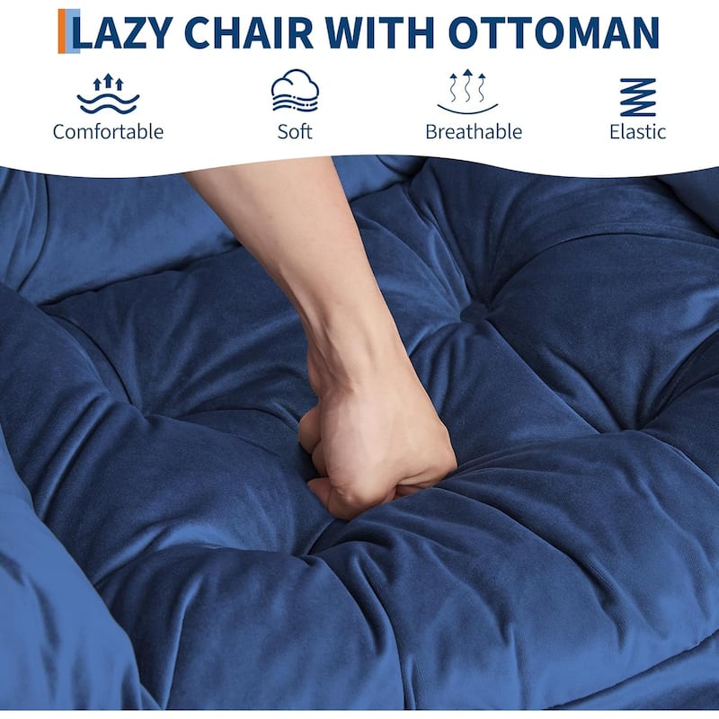 Lazy Chair with Ottoman,Reading Armchair with Side Pocket for Living Room