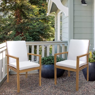 Sunnydaze Rodanthe Outdoor Patio Dining Chairs with Cushions - Set of 2
