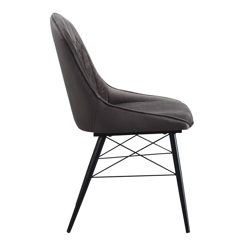 Abraham Dark Gray Fabric & Black Finish Side Chair (Set of 2)