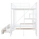 preview thumbnail 12 of 28, Modern Full over Twin-Twin Triple Bunk Bed with Storage Drawers and Staircase for Dorm, Bedroom, Convertible into 3 Beds