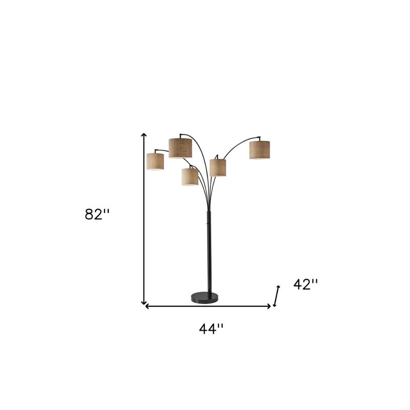 82" Tree Floor Lamp with 5 Lights Beige Drum Shades and Bronze Base for Living Room Lighting Decor - 82”H x 44”W x 42”D