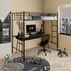 preview thumbnail 2 of 7, Twin Size Space-saving Metal Loft Bed with Full-Length Guardrail and 2 Ladders-Black - Black