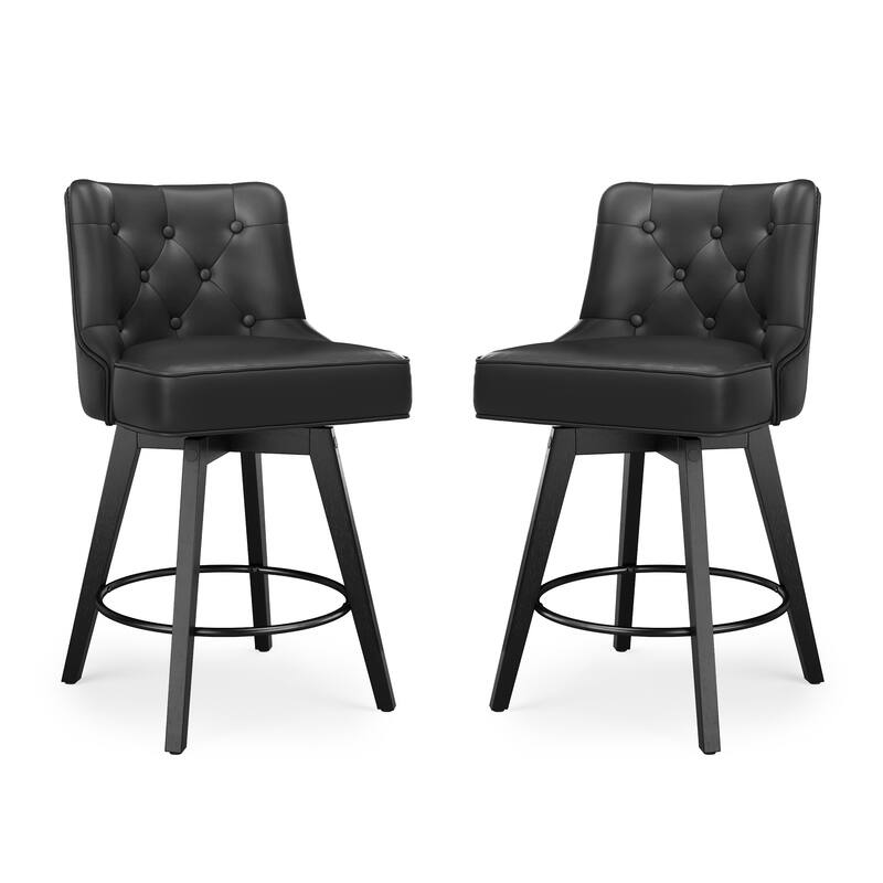 Modern 26 in. Counter Height Stool Upholstered Set of 3 Free Swivel Bar Stools with Back
