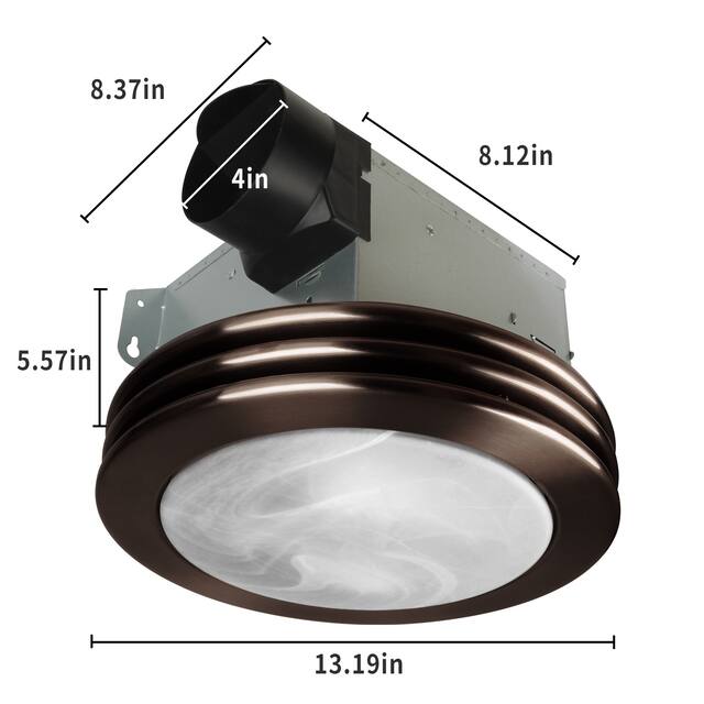 Akicon Ultra Quiet Bathroom Exhaust Fan with LED Light 80CFM 2.0 Sones Round Bathroom Ventilation Fan with Frosted Glass Cover