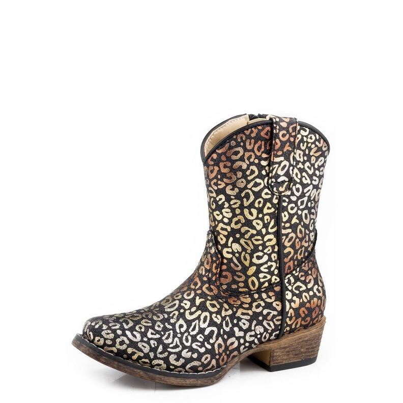 Roper Western Boots Girls Riley Leopard 6" Black 09-017-1566-3440 BL