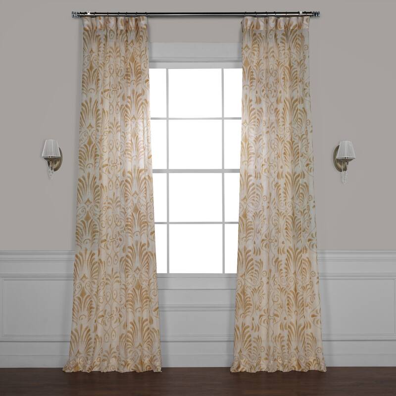 Exclusive Fabrics Xenia Printed Faux Linen Sheer Rod Pocket Curtain (1 Panel)