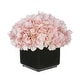 preview thumbnail 1 of 21, Faux Hydrangea in Small Black Cube Ceramic Vase Pink