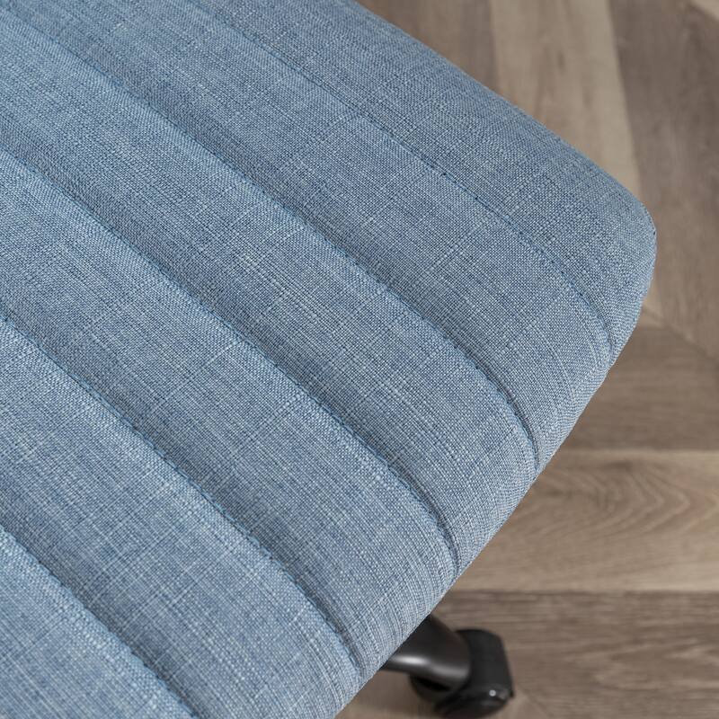 Blue Fabric Upholstered Lounge Chair Swivel Office Chair with Metal Base, Simple Executive Chair Gaming Chair