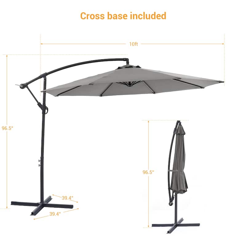 BONOSUKI 10ft Patio Offset Umbrella,w/Crossed Base Cantilever Umbrella