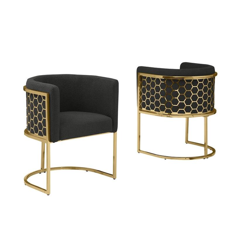 Best Quality Furniture 19" Teddy Fabric Gold Chrome Iron Frame Set of 2. - N/A