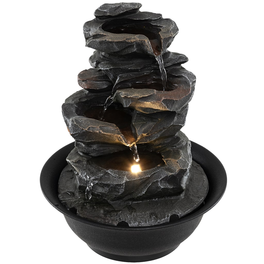 Gymax Tabletop Water Fountain w/LED Light Pump & Adjustable Flow for