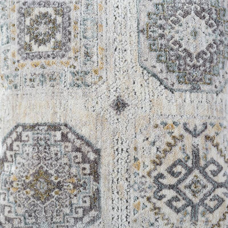 Medallion Power-Loomed Throw Pillow Cover - 20" - Gray and Cream