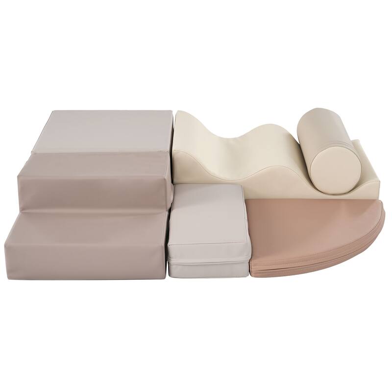 Anmytek 6 in 1 Soft Foam Climb and Crawl Playset Toddler Kids Indoor Active Play Structure Soft Play Equipment for Kids