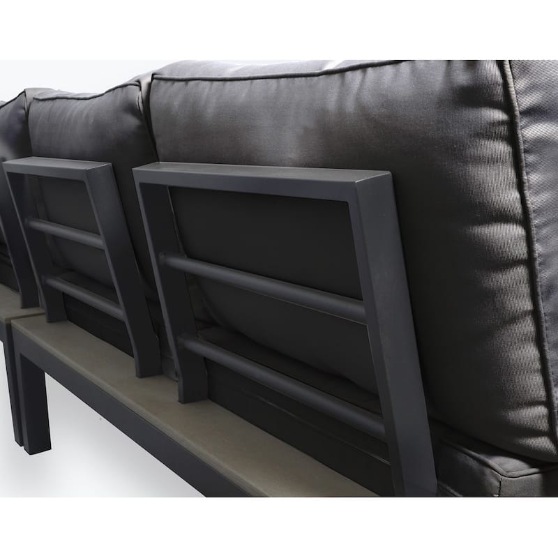 Lakeview Aluminum Outdoor Sectional Sofa with Charcoal Cushions