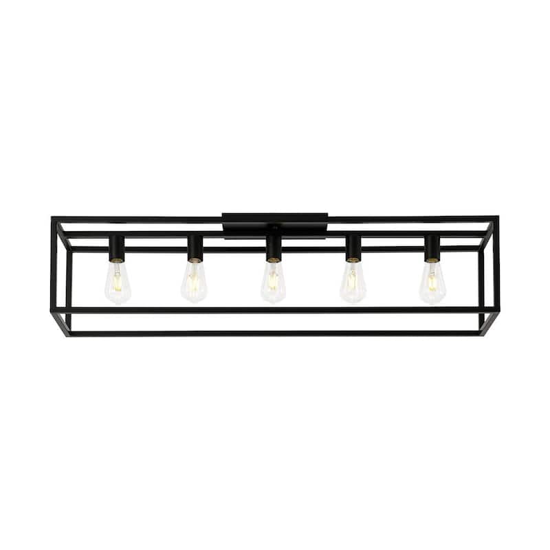 Minimalist 5-Light Rectangular Iron Cage Ceiling Light