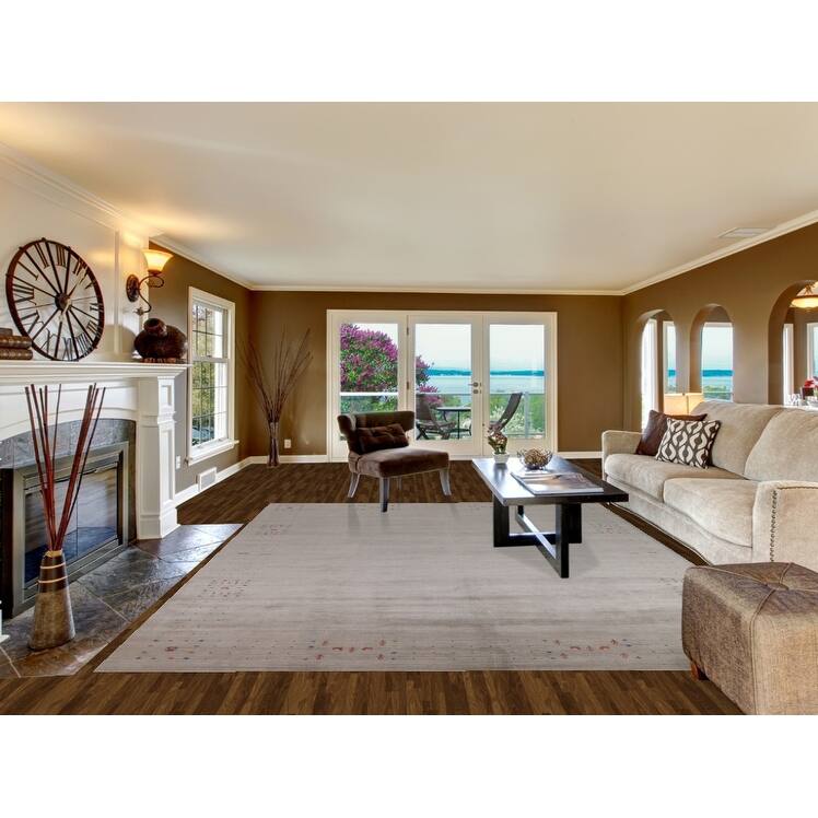 Tribal Gray Gabbeh Indian Area Rug Handmade Wool Carpet - 9'3" x 12'0"