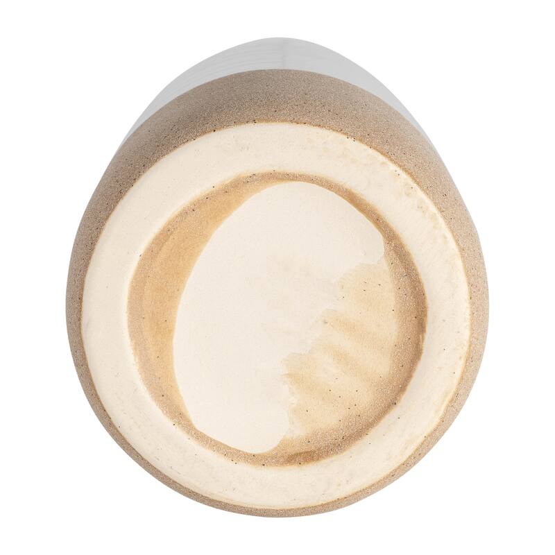 Sagebrook Home Accent White and Tan Neutral Vase, Artisanal Design, Elegant Decor Piece
