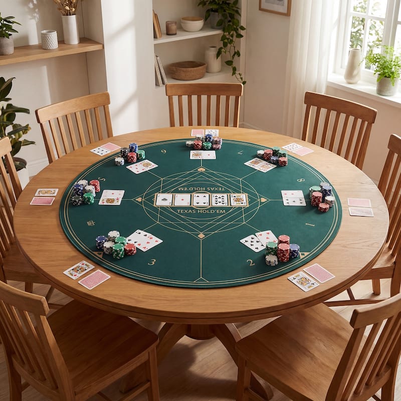 Gymax Round Poker Mat for Texas Hold'em 40'' 3 mm Rubber Foam for - Green