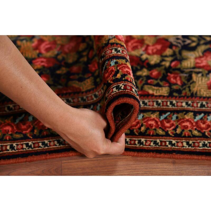 Floral Sirjan Foyer Rug Handmade Wool Carpet - 3'7" x 5'0"