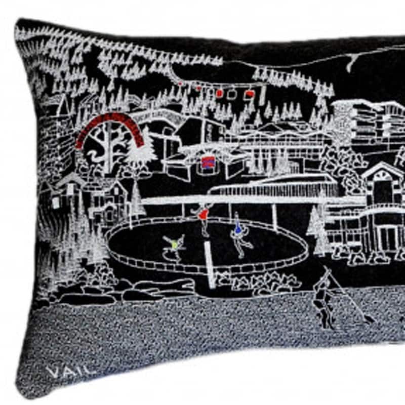 HomeRoots 46" Black Vail Nighttime Skyline Lumbar Decorative Pillow