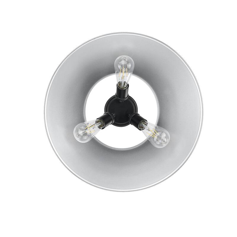 Yep by Golden Lighting Orwell 3-light Flush Mount in Matte Black and Pewter shade