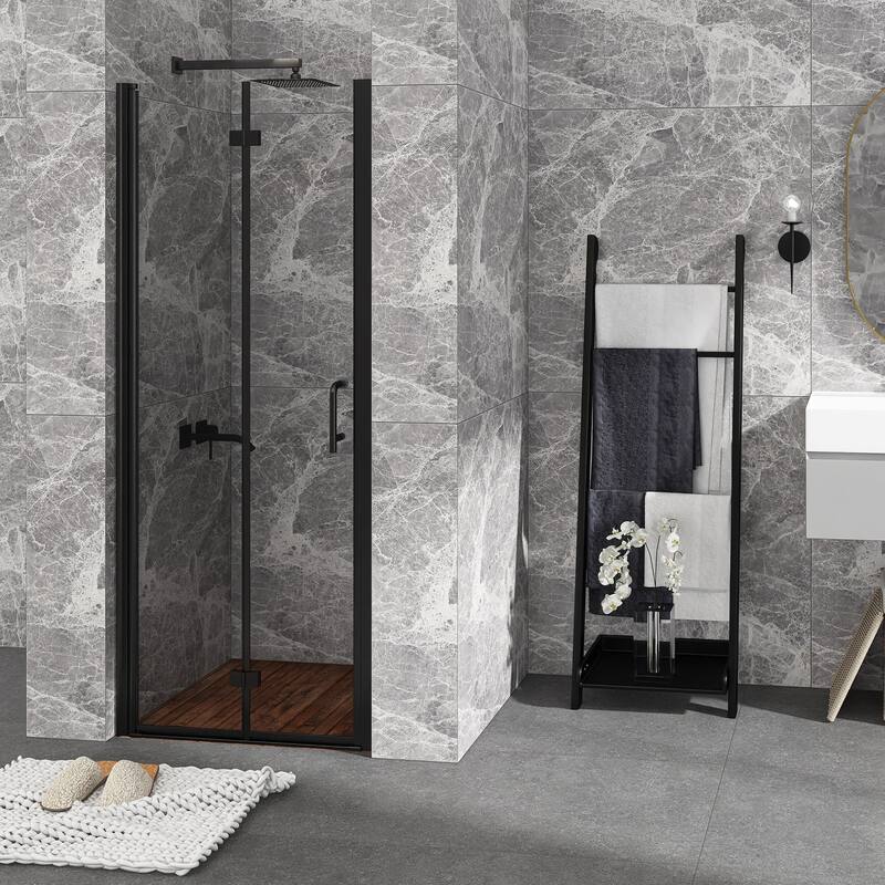 Bifold Semi-Frameless Shower Door with Clear Glass