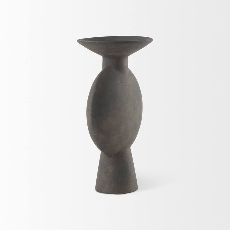 Kaz Earthy Brown Ceramic Vase (11") - 6.7L x 5.5W x 11.2H